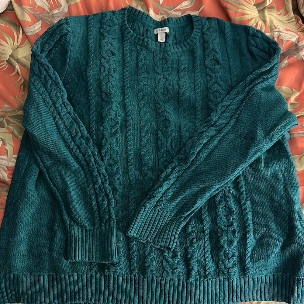 LL Bean Fisherman Sweater Teal sz 3X